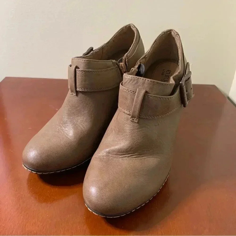 Euro Soft Tan Heeled Ankle‎ Booties Size 9M